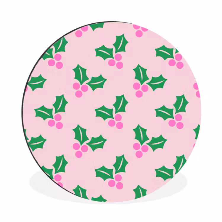 Wandcirkel - Aluminium - Kerst - Hulst - Roze — 1