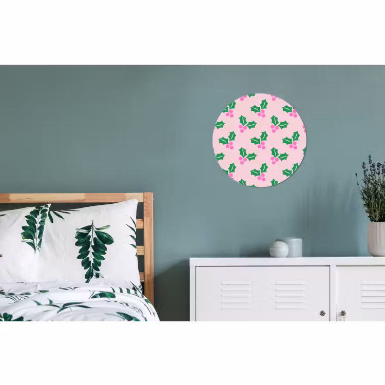 Wandcirkel - Aluminium - Kerst - Hulst - Roze — 4