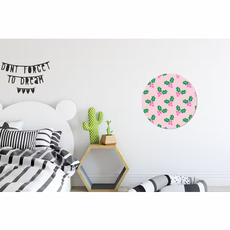 Wandcirkel - Aluminium - Kerst - Hulst - Roze — 5