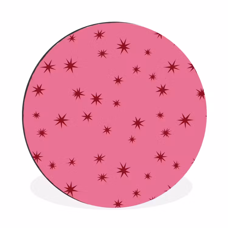 Wandcirkel - Aluminium - Kerst - Ster - Rood - Roze — 1