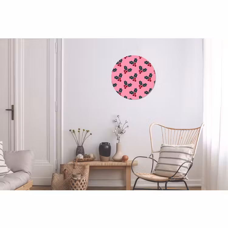 Wandcirkel - Aluminium - Roze - Kerst - Hulst — 2