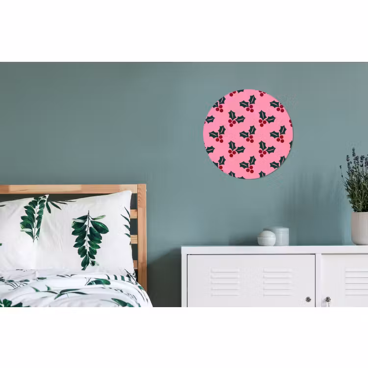 Wandcirkel - Aluminium - Roze - Kerst - Hulst — 4