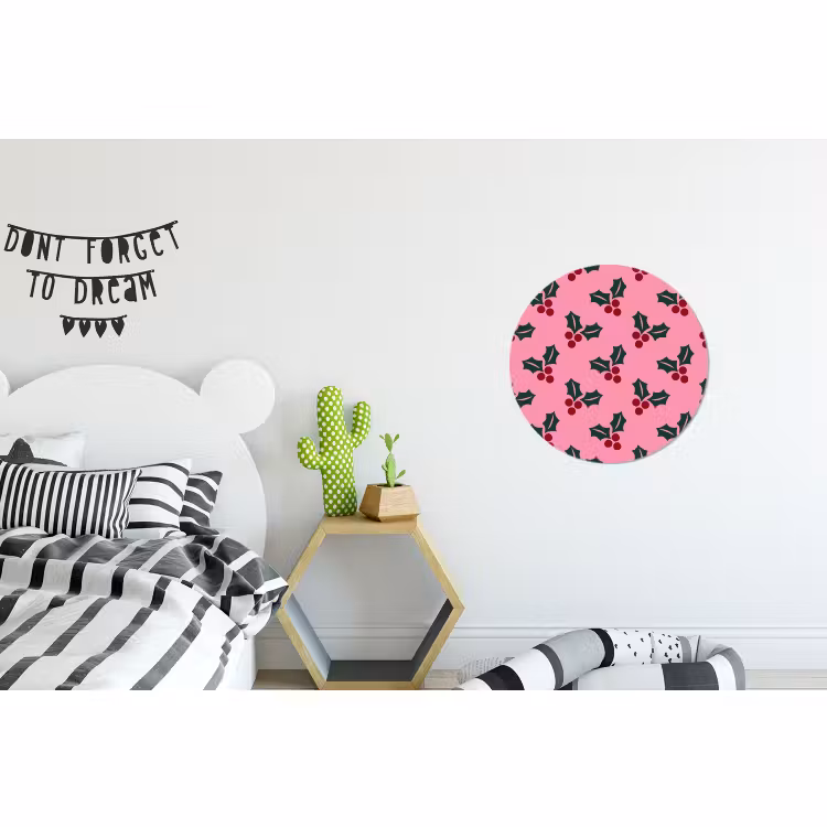 Wandcirkel - Aluminium - Roze - Kerst - Hulst — 5