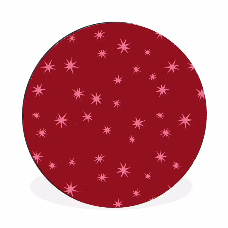 Wandcirkel - Aluminium - Ster - Roze - Kerst - Rood — 1