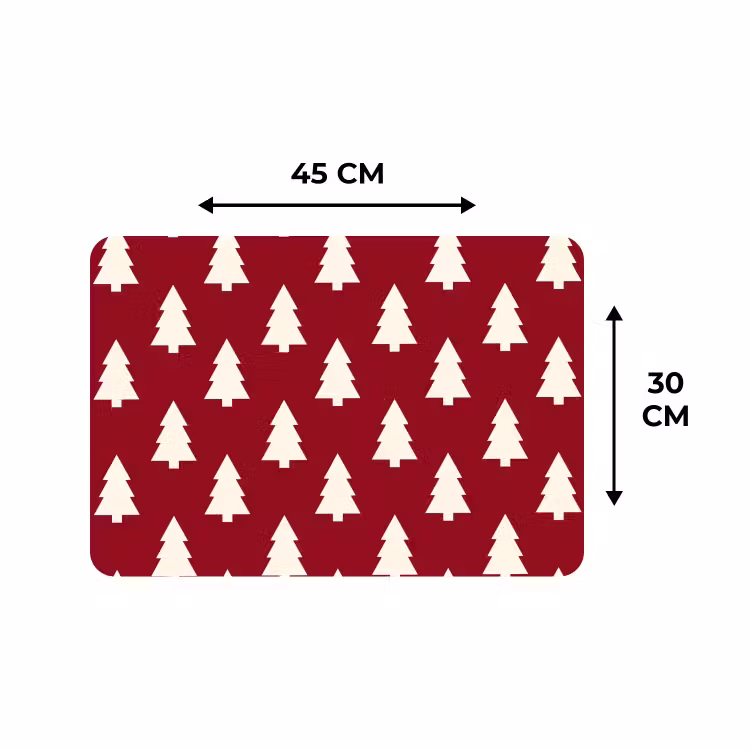 Placemat - 6 stuks - Kerstboom - Rood - Wit — 3