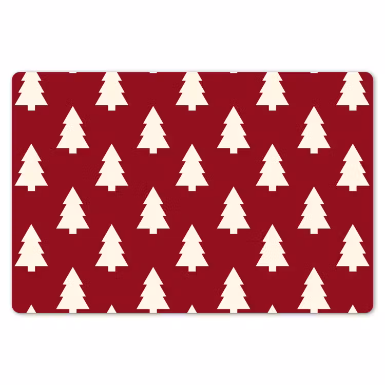 Placemat - 6 stuks - Kerstboom - Rood - Wit — 7