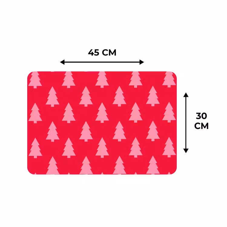 Placemat - 6 stuks - Kerstboom - Roze - Rood — 3