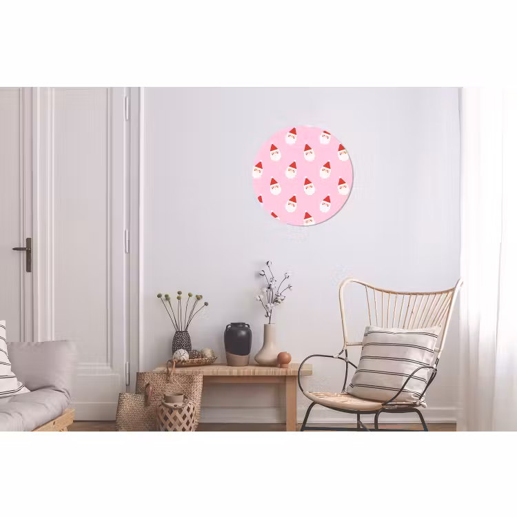 Wandcirkel - Aluminium - Kerstman - Kerst - Roze — 2