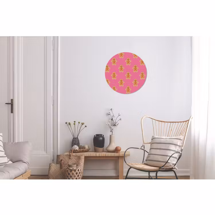 Wandcirkel - Aluminium - Peperkoek - Kerst - Roze - Bruin — 2