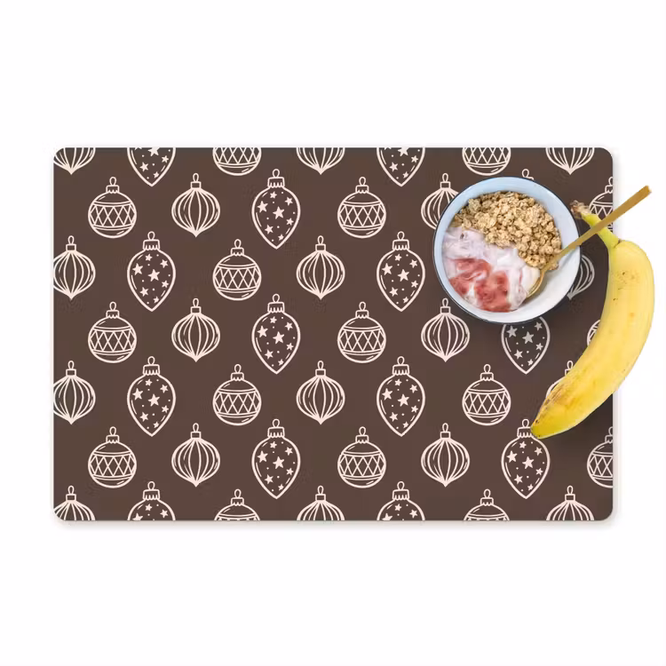 Placemat - 6 stuks - Kerstbal - Grijs - Crème — 1