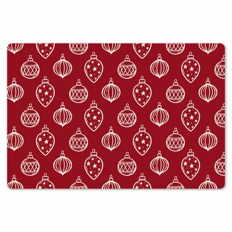 Placemat - 6 stuks - Kerstbal - Rood - Crème — 7