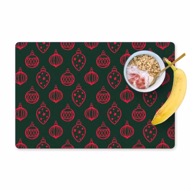 Placemat - 6 stuks - Kerstbal - Rood - Groen — 1