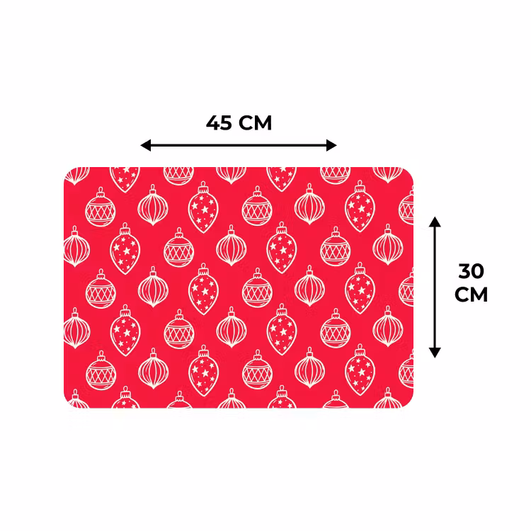 Placemat - 6 stuks - Kerstbal - Rood - Wit — 3