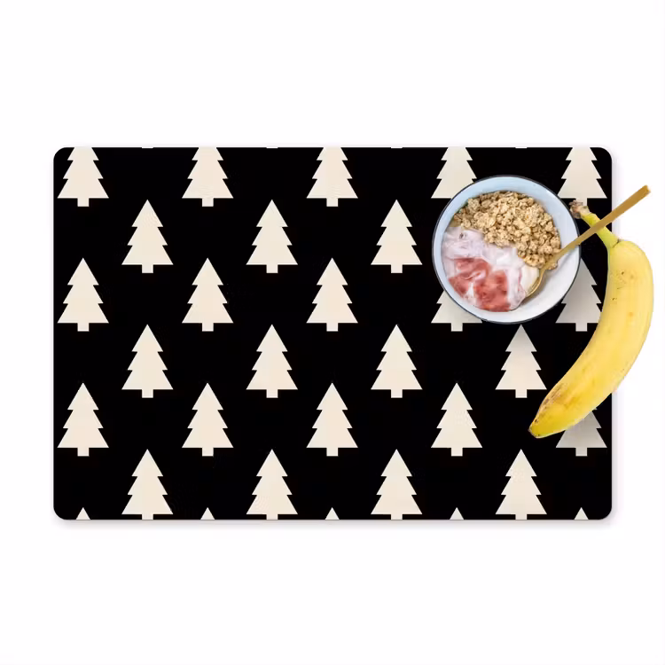 Placemat - 6 stuks - Kerstboom - Zwart - Wit — 1