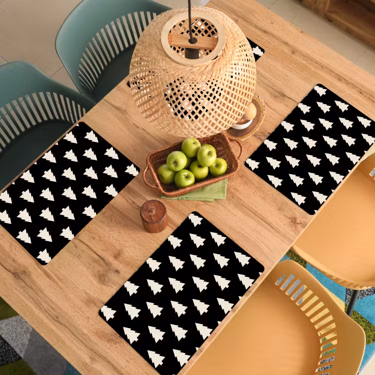 Placemat - 6 stuks - Kerstboom - Zwart - Wit — 4