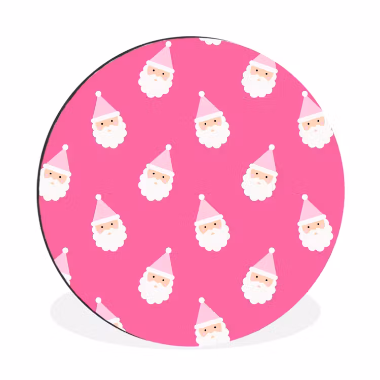 Wandcirkel - Aluminium - Kerstman - Kerst - Neon - Roze — 1