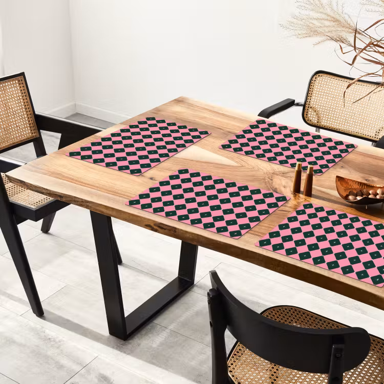 Placemat - 6 stuks - Kerst - Roze - Groen - Ster — 3