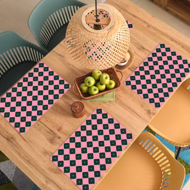 Placemat - 6 stuks - Kerst - Roze - Groen - Ster — 4