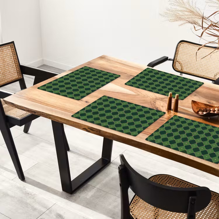 Placemat - 6 stuks - Ster - Groen - Roze - Kerst — 3
