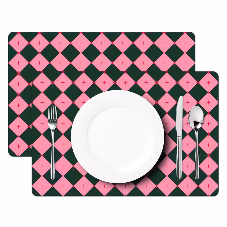 Placemat - 6 stuks - Ster - Roze - Groen - Kerst — 2