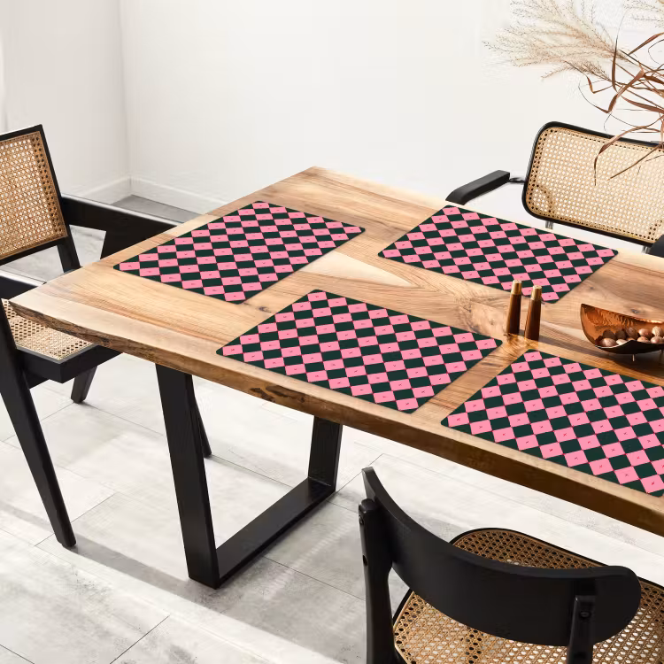 Placemat - 6 stuks - Ster - Roze - Groen - Kerst — 3