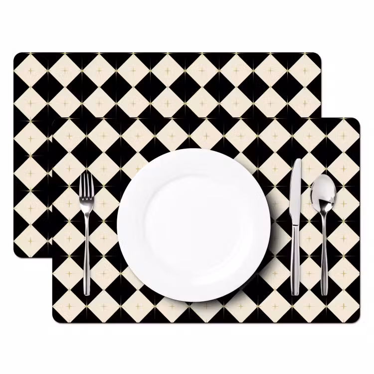 Placemat - 6 stuks - Ster - Zwart - Wit - Kerst — 2