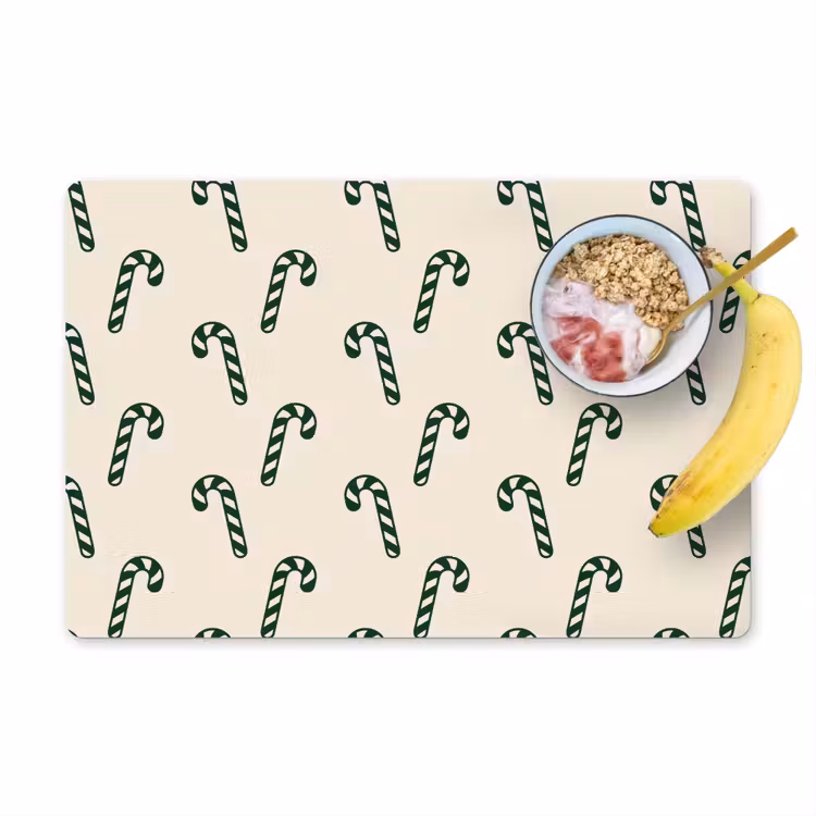 Placemat - 6 stuks - Kerst - Groen - Crème - Zuurstok — 1