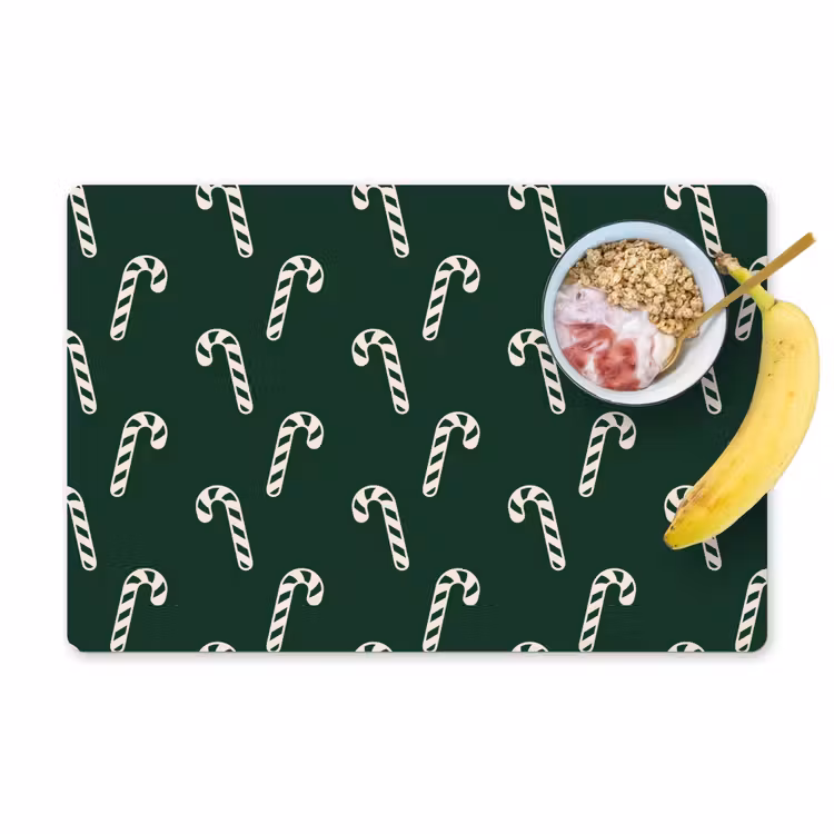 Placemat - 6 stuks - Kerst - Groen - Wit - Zuurstok — 1