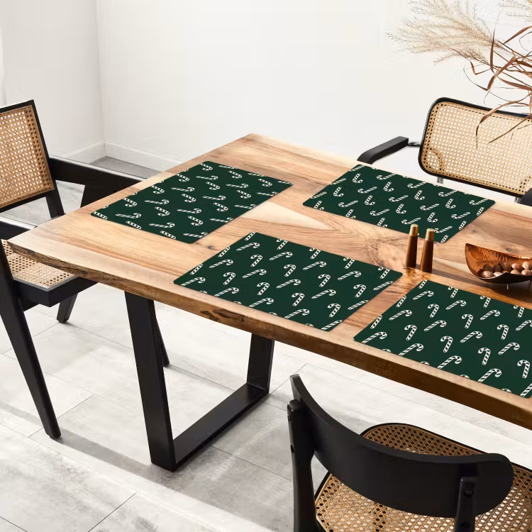 Placemat - 6 stuks - Kerst - Groen - Wit - Zuurstok — 5