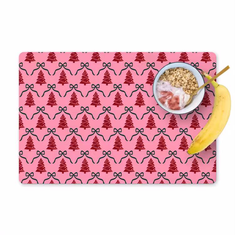 Placemat - 6 stuks - Kerst - Rood - Groen - Strik — 1