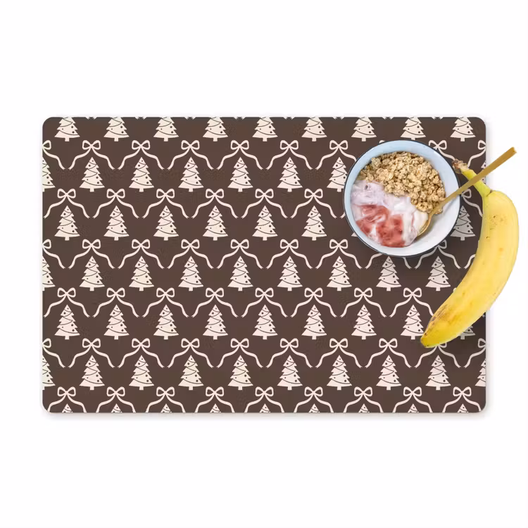 Placemat - 6 stuks - Strik - Taupe - Wit - Kerst — 1