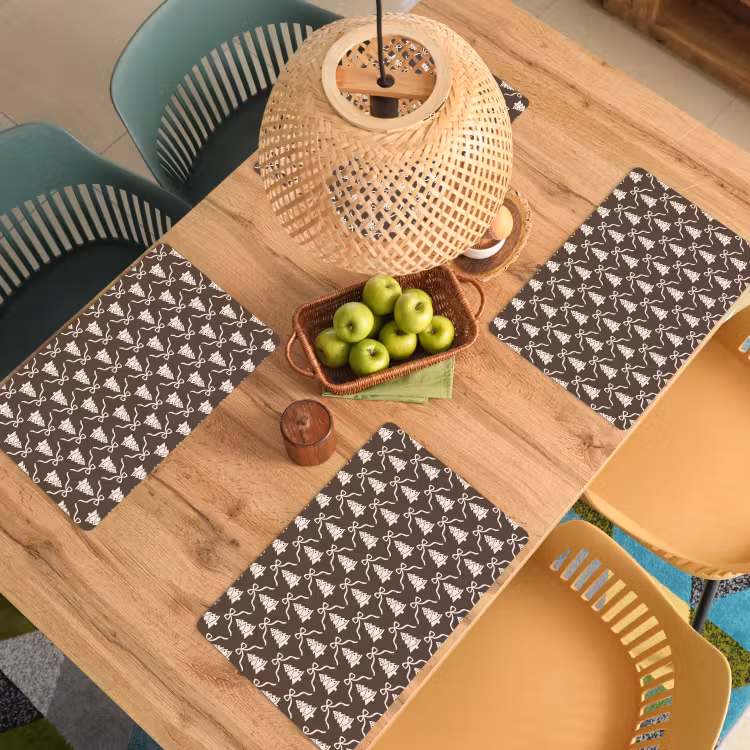 Placemat - 6 stuks - Strik - Taupe - Wit - Kerst — 4