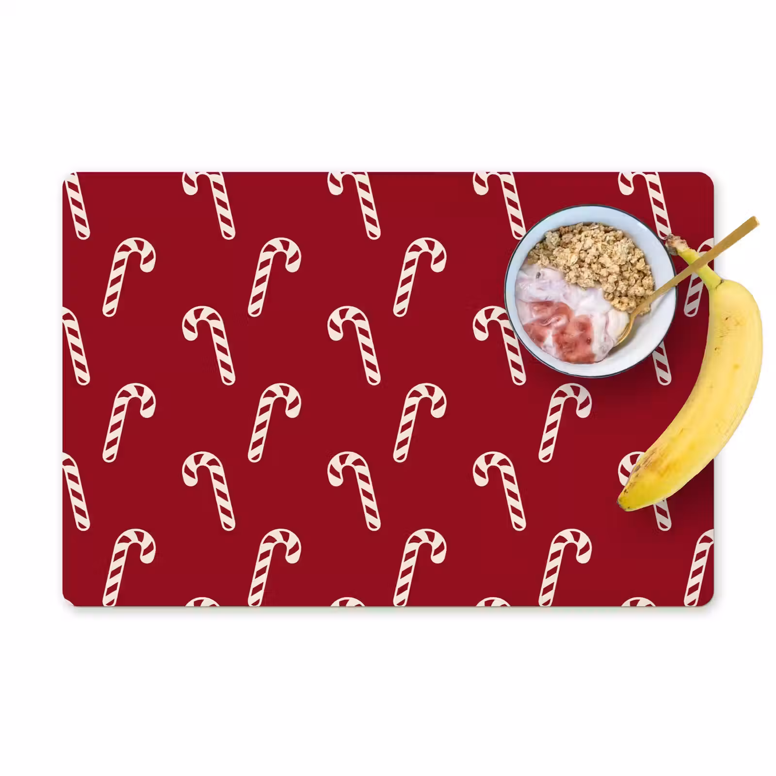 Placemat - 6 stuks - Kerst - Rood - Wit - Zuurstok — 1