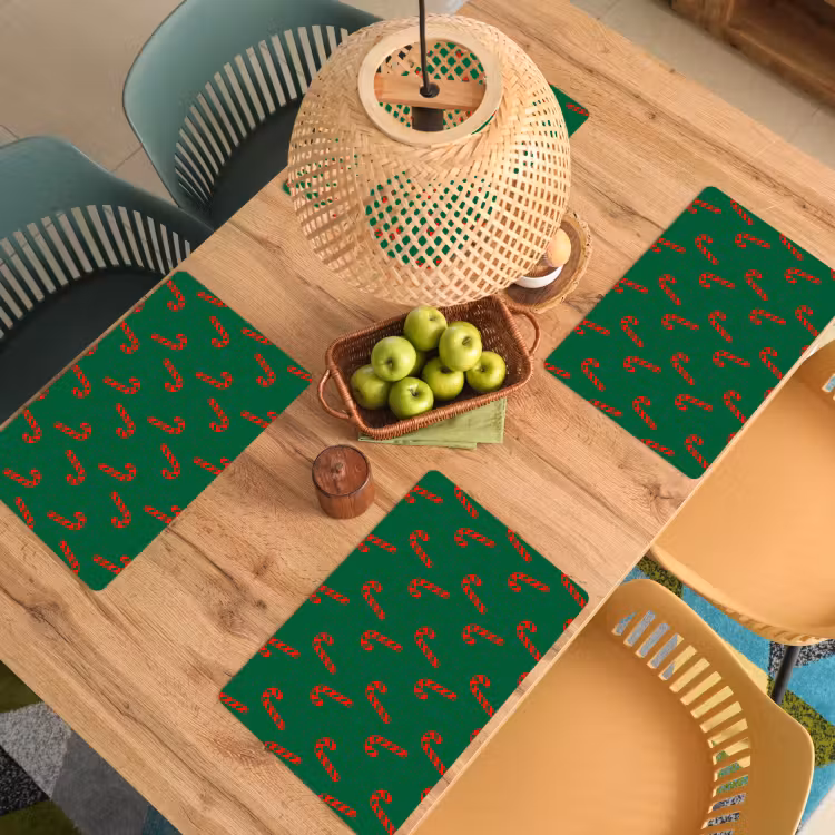 Placemat - 6 stuks - Kerst - Groen - Rood - Zuurstok — 4