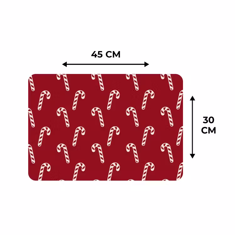 Placemat - 6 stuks - Kerst - Rood - Wit - Zuurstok — 3