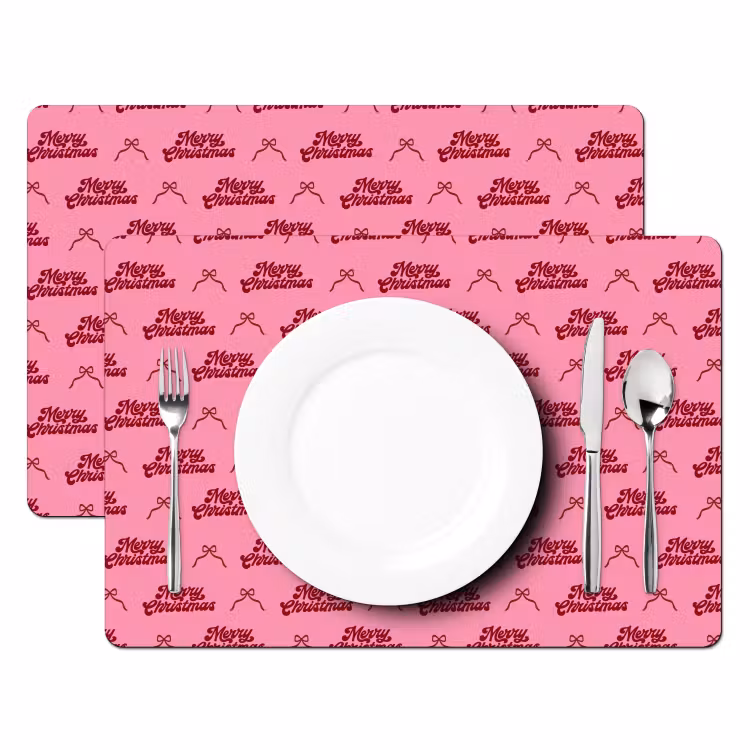 Placemat - 6 stuks - Tekst - Roze - Rood - Strik — 2