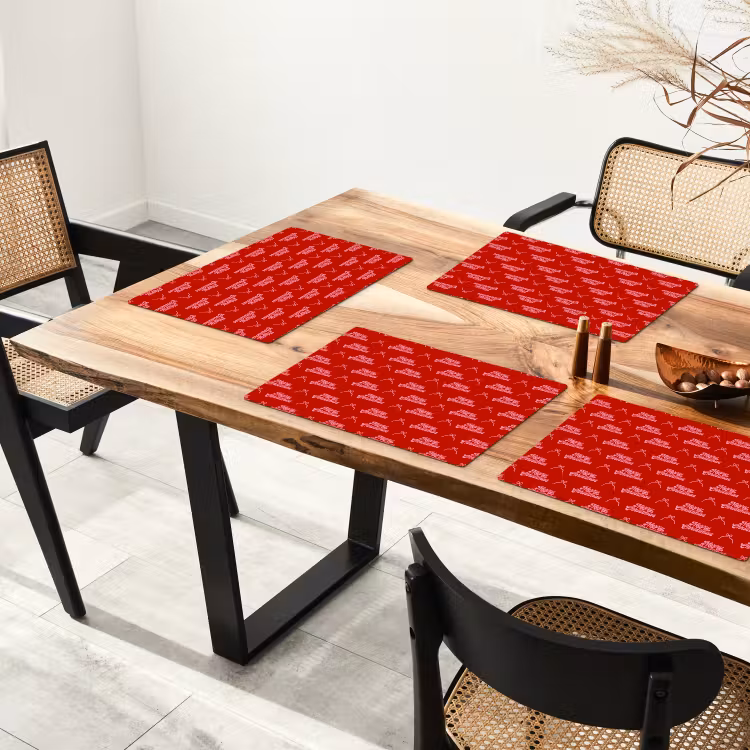 Placemat - 6 stuks - Tekst - Strik - Roze - Rood — 5