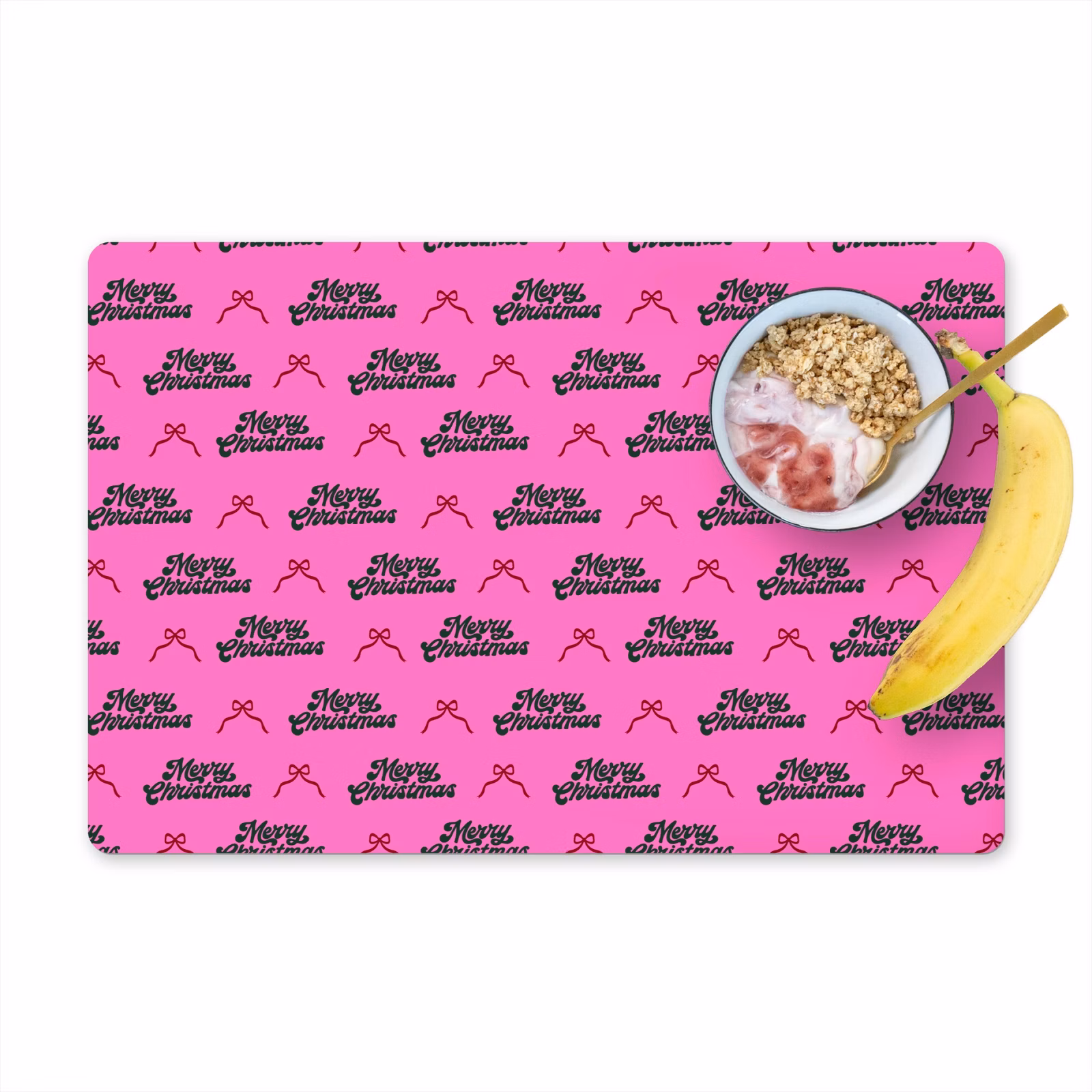 Placemat - 6 stuks - Tekst - Neon - Roze - Kerst — 1