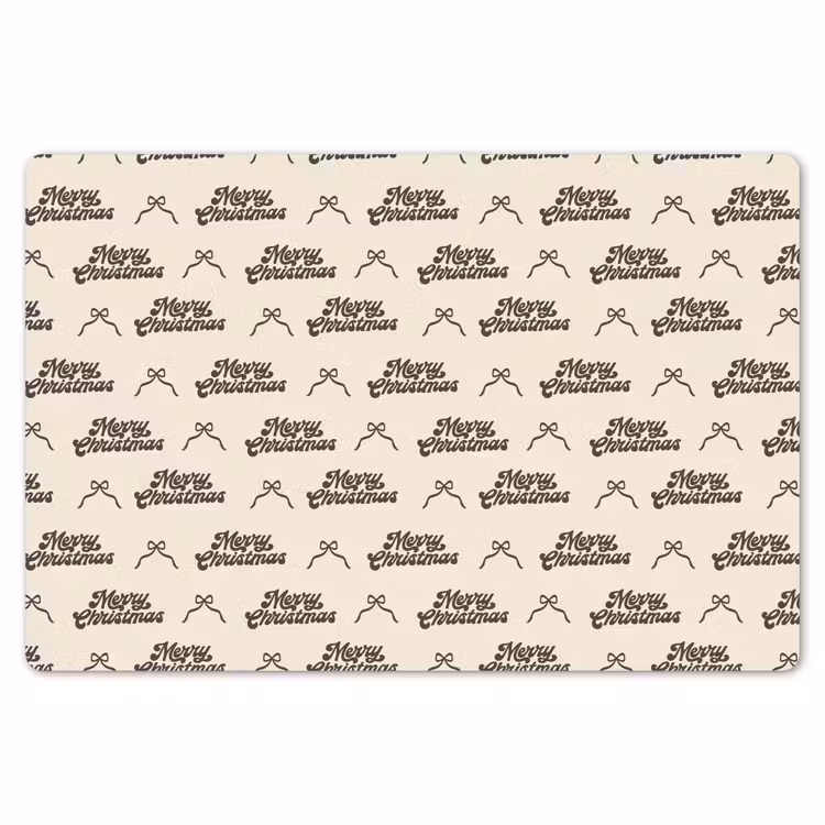 Placemat - 6 stuks - Tekst - Bruin - Crème - Strik — 7