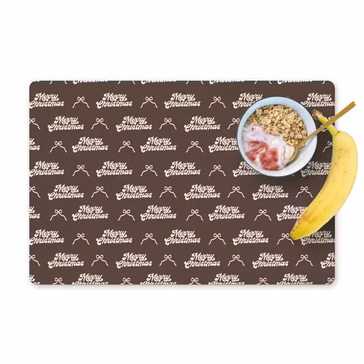 Placemat - 6 stuks - Tekst - Crème - Bruin - Strik — 1