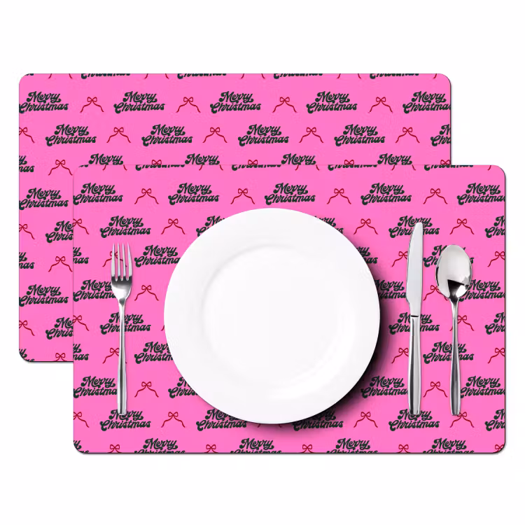 Placemat - 6 stuks - Tekst - Neon - Roze - Kerst — 2
