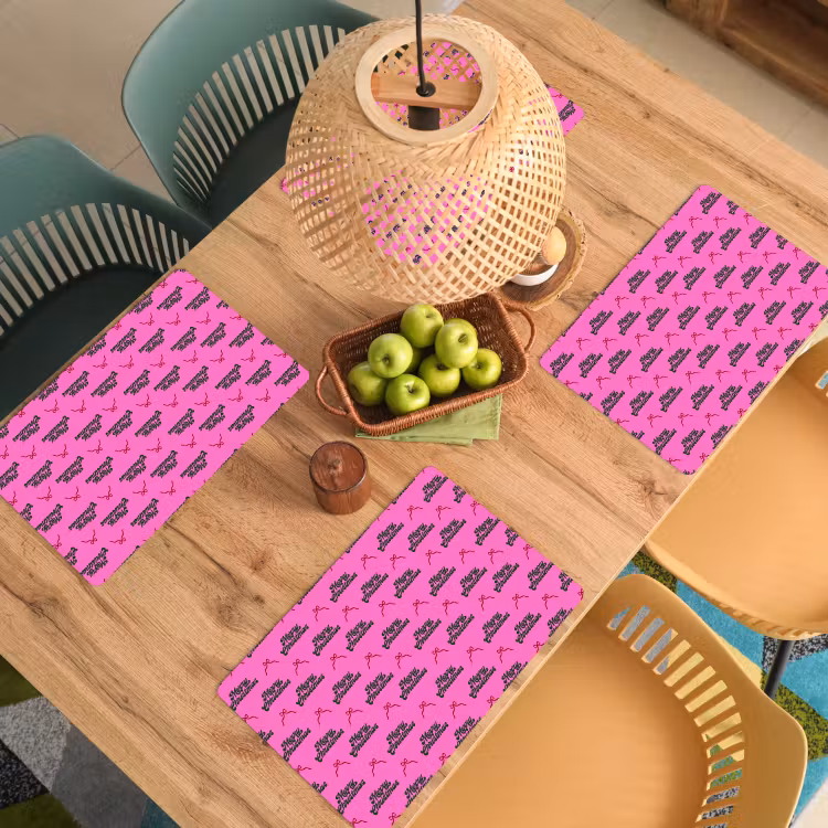 Placemat - 6 stuks - Tekst - Neon - Roze - Kerst — 6