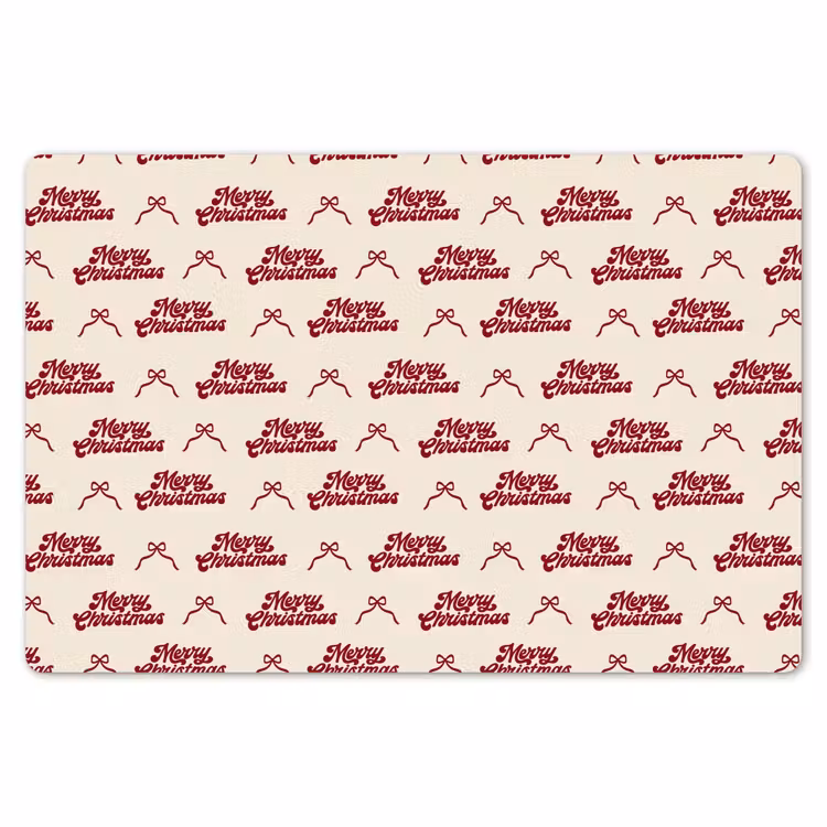 Placemat - 6 stuks - Tekst - Rood - Crème - Strik — 7