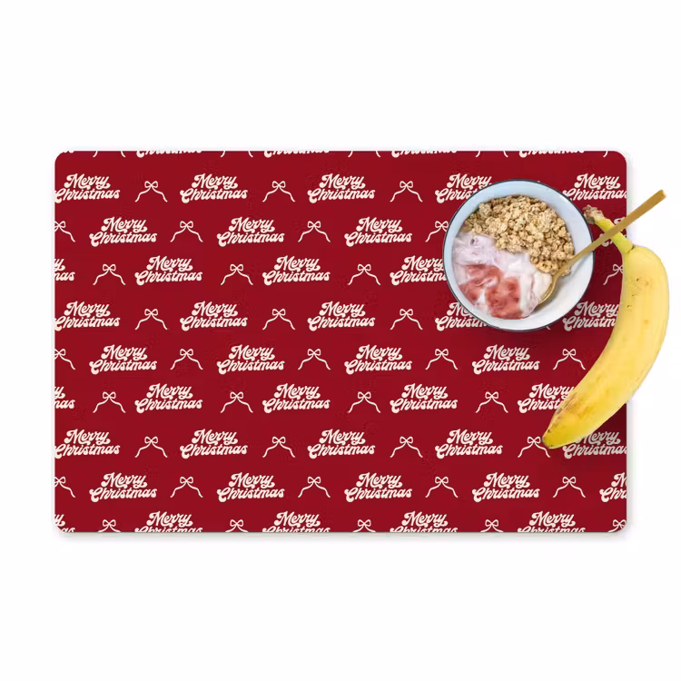 Placemat - 6 stuks - Tekst - Rood - Wit - Strik — 1