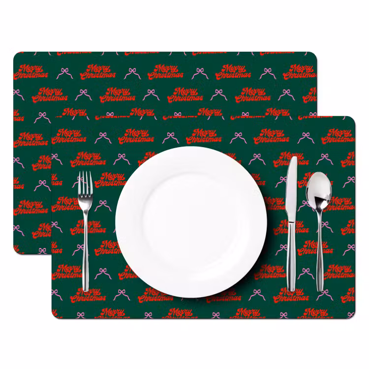 Placemat - 6 stuks - Tekst - Roze - Rood - Groen - Strik — 2