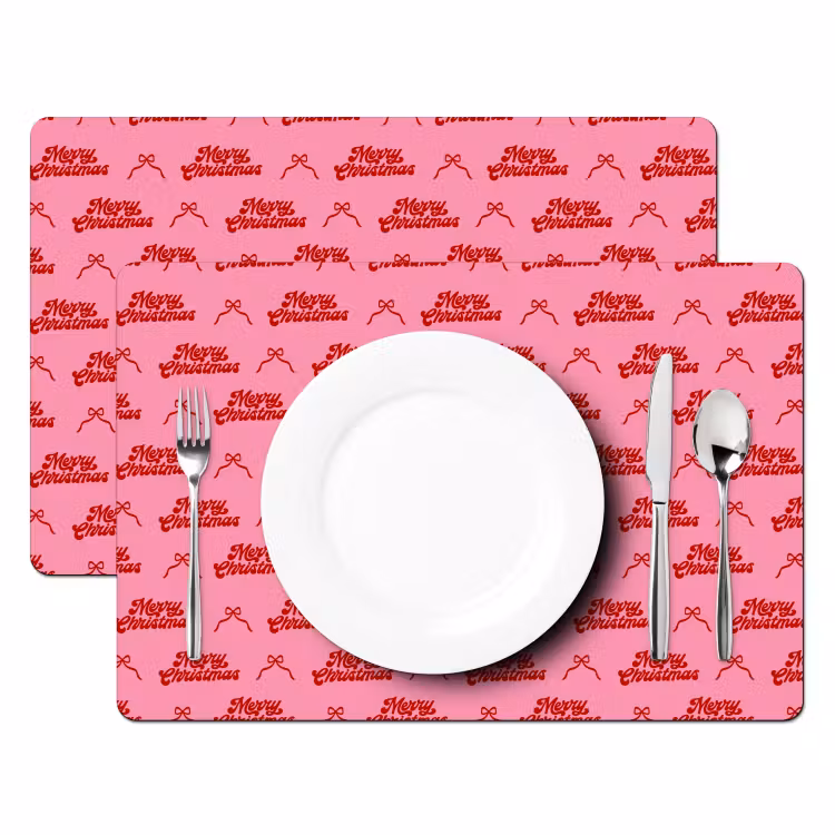 Placemat - 6 stuks - Tekst - Strik - Rood - Roze — 2