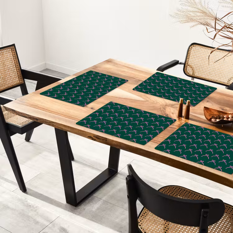 Placemat - 6 stuks - Kerst - Neon - Groen - Strik — 3