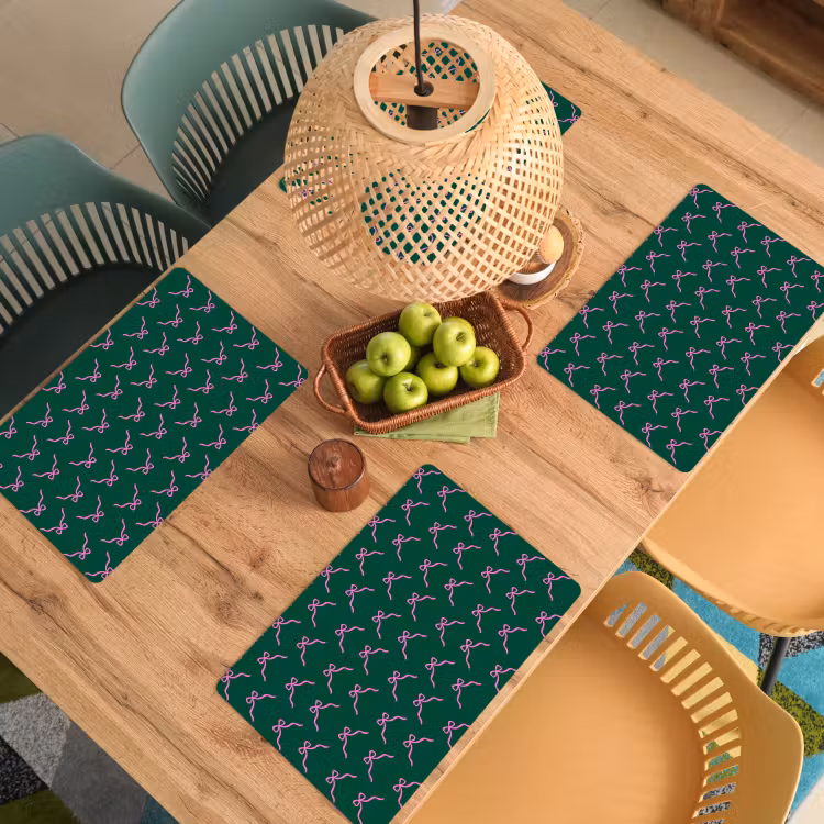 Placemat - 6 stuks - Kerst - Neon - Groen - Strik — 4