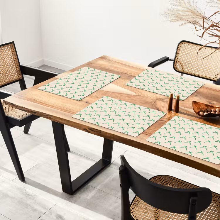 Placemat - 6 stuks - Strik - Crème - Groen - Kerst — 3