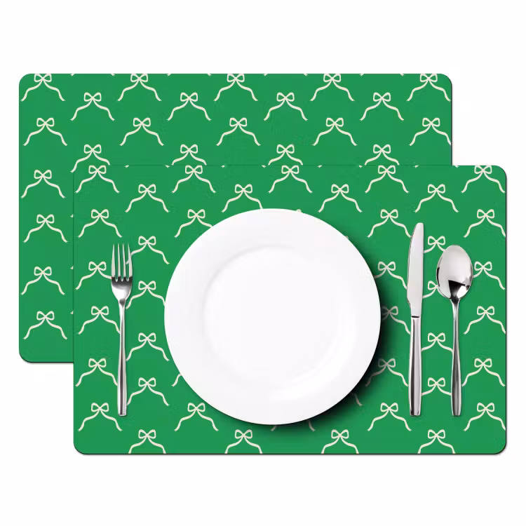 Placemat - 6 stuks - Strik - Kerst - Groen - Wit — 2